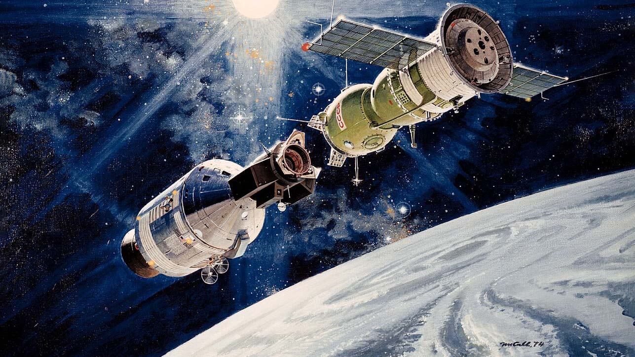 Vintage Apollo Soyuz Space Station Poster A3 Print